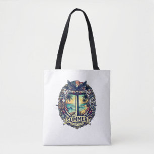 Summer Vibes Tropical Beach Graphic T-Shirt Tote Bag