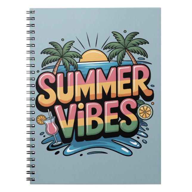 Summer Vibes Tropical Beach Notebook (Front)