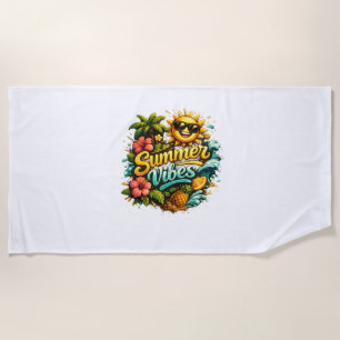 Summer Vibes Tropical Design Beach Towel
