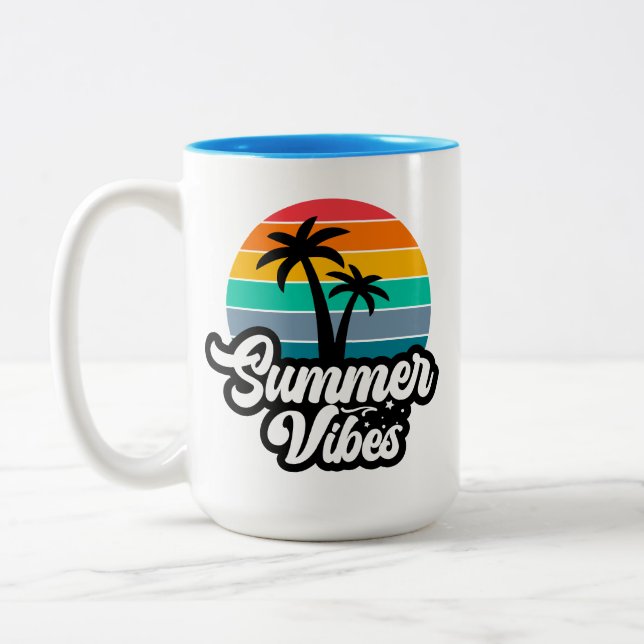 Summer Vibes Tropical Lake Scene-32922 Two-Tone Coffee Mug (Left)