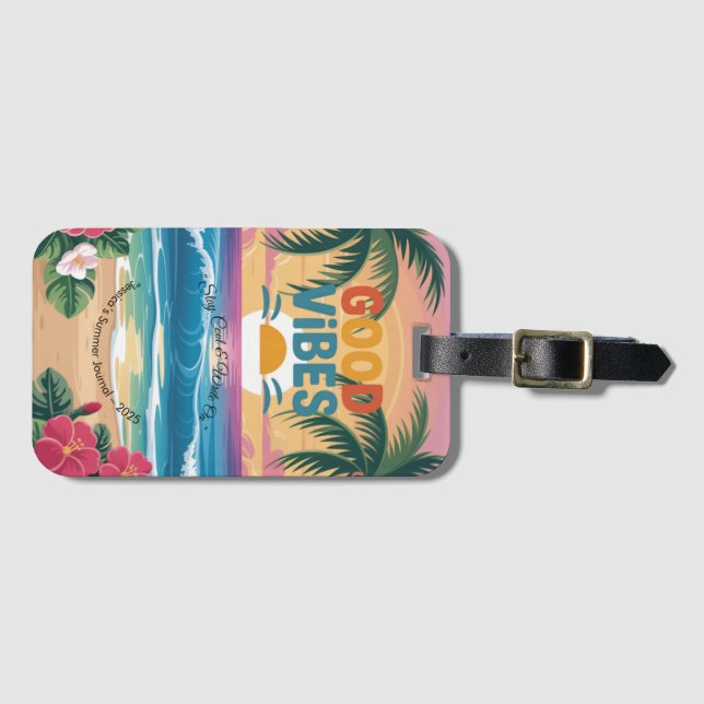 Summer Vibes Tropical Notebook  Luggage Tag (Front Horizontal)