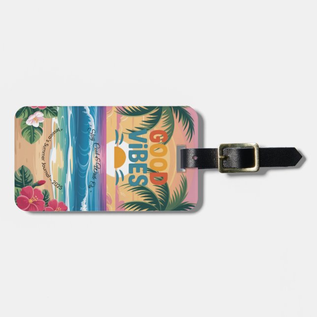 Summer Vibes Tropical Notebook  Luggage Tag (Front Horizontal)