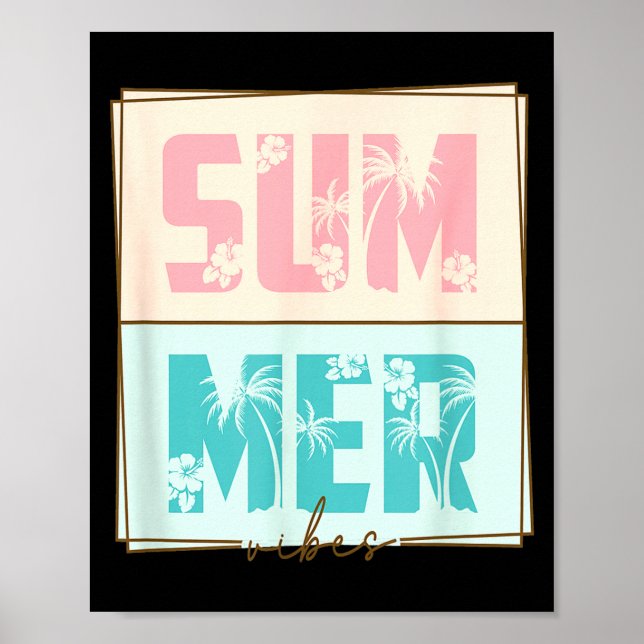 Summer vibes tropical palm tree retro beach poster (Front)
