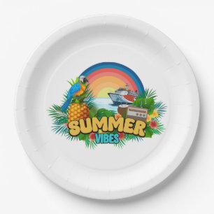 Summer Vibes Vacation Beach Party Paper Plate