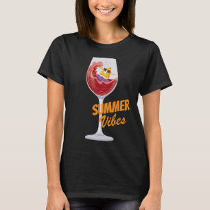 Summer Vibes Vacation Beach trip Cruise Funny Wine T-Shirt