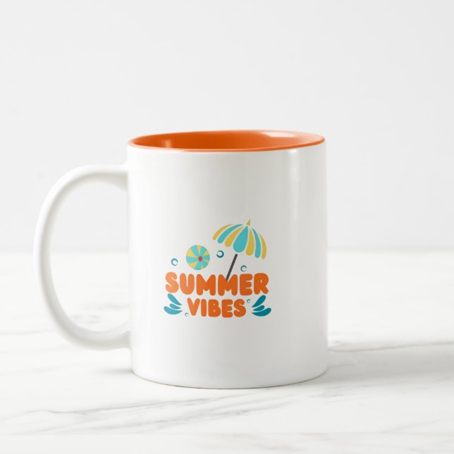 Summer Vibes Vacation Two-Tone Coffee Mug (Left)