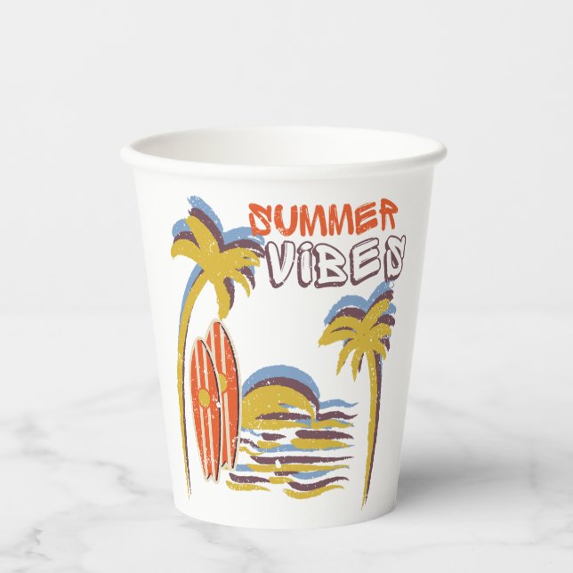 Summer Vibes Vacation Vintage Paper Cups (Front)