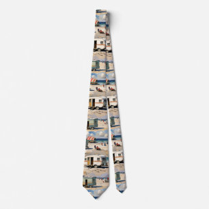 Summer Vibes, Vintage Caravan on the Beach  Tie