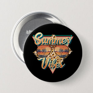 Summer Vibes Vintage Sunglasses Beach Sunset 7.5 Cm Round Badge