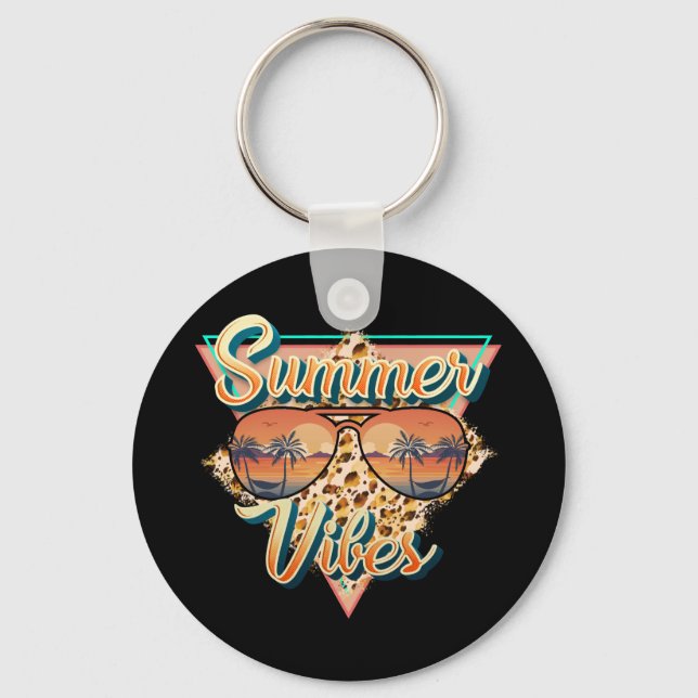 Summer Vibes | Vintage Sunglasses | Beach Sunset Key Ring (Front)