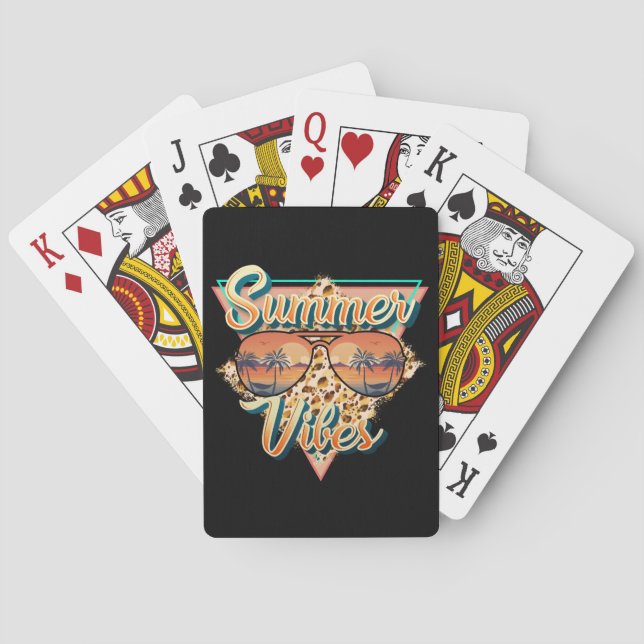 Summer Vibes | Vintage Sunglasses | Beach Sunset Playing Cards (Back)