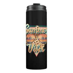 Summer Vibes   Vintage Sunglasses   Beach Sunset Thermal Tumbler
