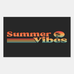 SUMMER VIBES VINTAGE SUNSET VACATION RECTANGULAR STICKER