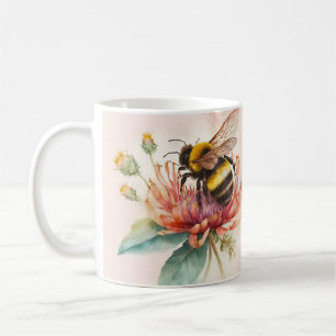 Summer Vibes Watercolor Bumblebee Flowers -  Coffee Mug