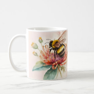 Summer Vibes Watercolor Bumblebee Flowers -  Coffee Mug