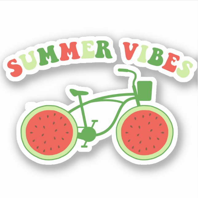 Summer Vibes Watermelon Cut Vinyl Stickers (Front)
