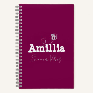 Summer vibes with monogram name elegant notebook