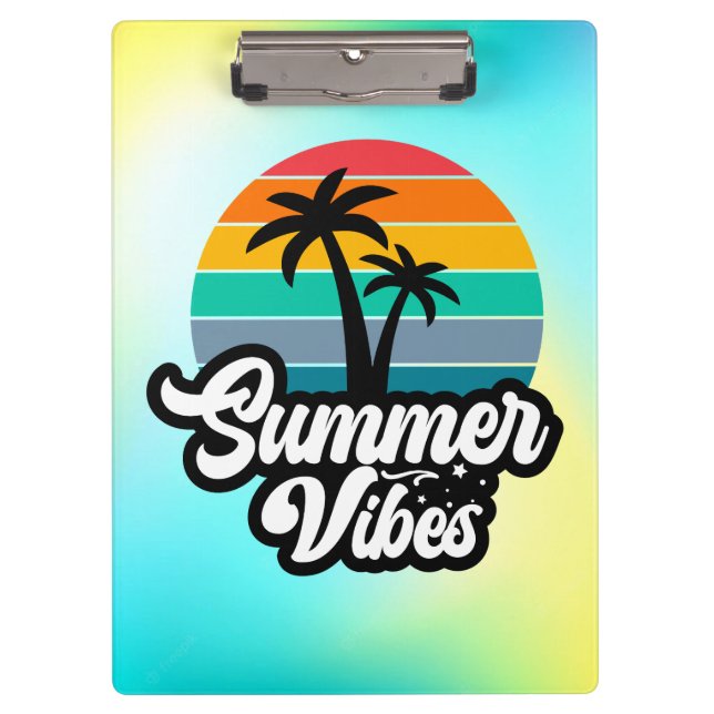 Summer Vibes with Palm Trees Design Clipboard (Front)