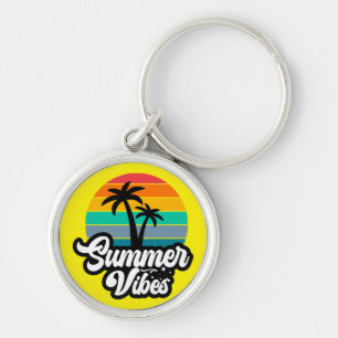 Summer Vibes with Palm Trees Design Key Ring