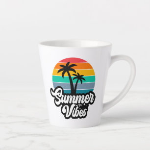 Summer Vibes with Palm Trees Design Latte Mug