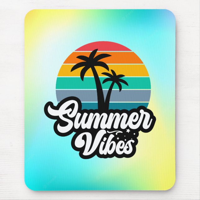 Summer Vibes with Palm Trees Design Mouse Mat (Front)