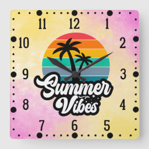 Summer Vibes with Palm Trees Design Square Wall Clock