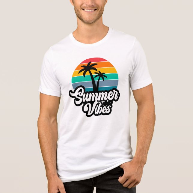 Summer Vibes with Palm Trees Design Tri-Blend Shirt (Front)