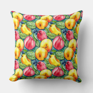 Summer vintage fruit watercolor pattern cushion
