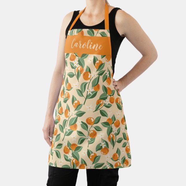 Summer Vintage Oranges Boho Fruit Personalised Apron (Insitu)