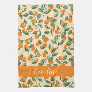 Summer Vintage Oranges Boho Fruit Personalized Tea Towel