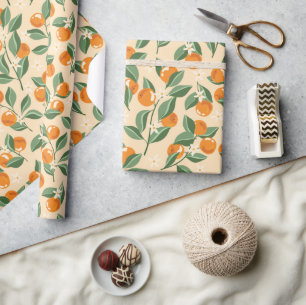 Summer Vintage Oranges Boho Nature Fruit Wrapping Paper