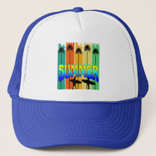 SUMMER VINTAGE PALM TREES TRUCKER HAT