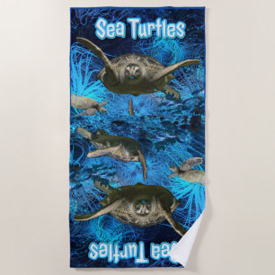 Summer Vintage Sea Turtles Beach Towel