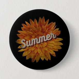 SUMMER VINTAGE SUNFLOWER 7.5 CM ROUND BADGE