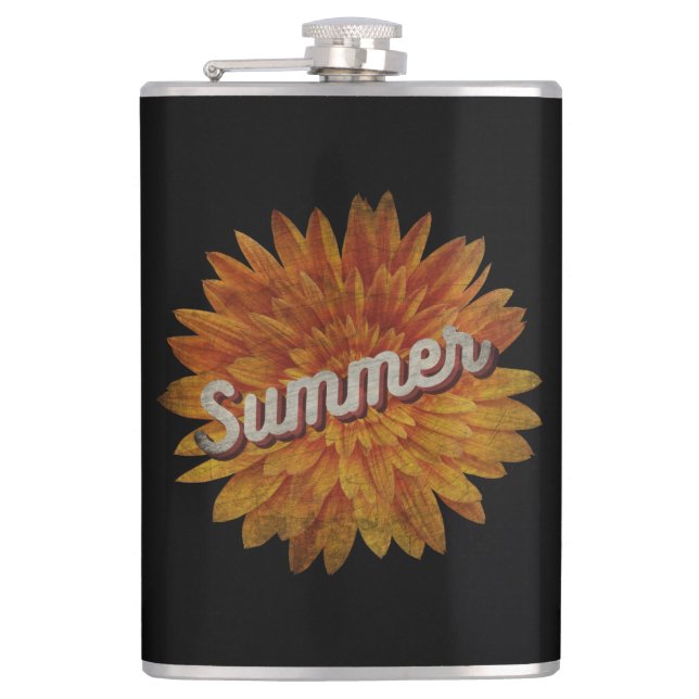SUMMER VINTAGE SUNFLOWER HIP FLASK (Front)