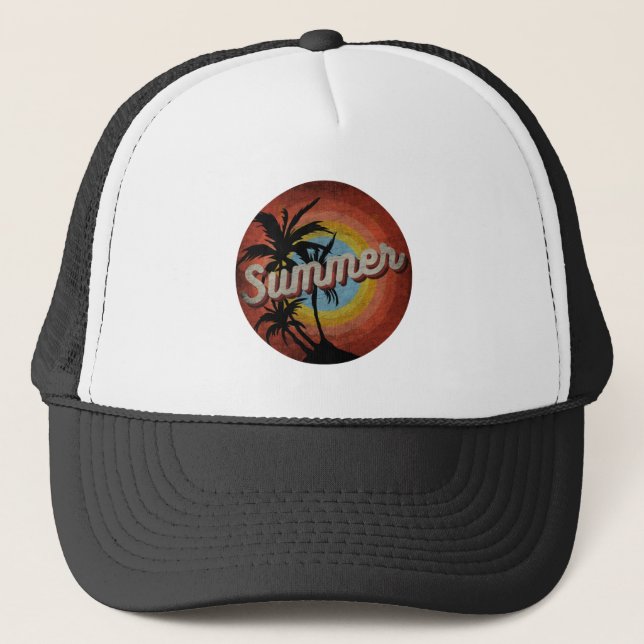 SUMMER VINTAGE VACATION TRUCKER HAT (Front)