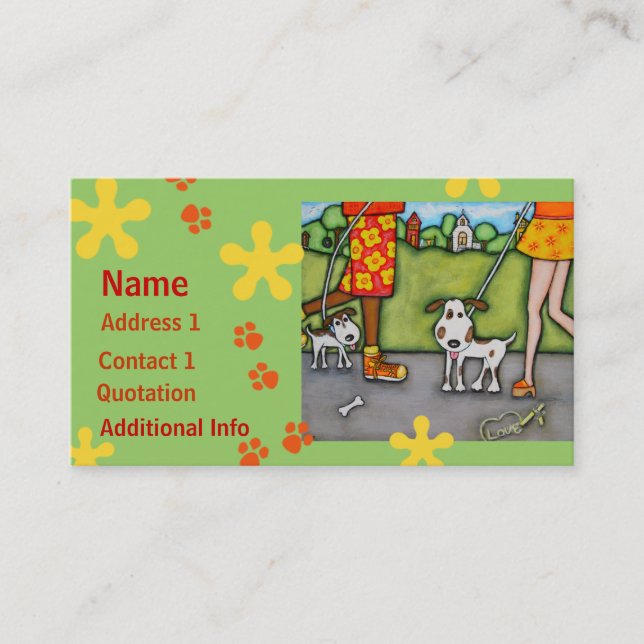 Summer Walk With Dogs and Cats Business Cards (Front)