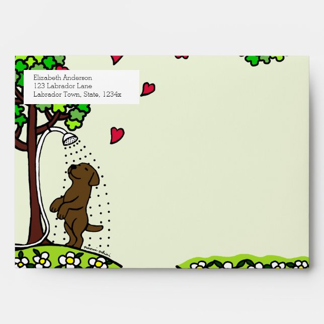 Summer Water Fun Chocolate Labrador Envelope (Front)