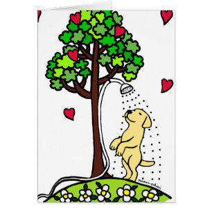 Summer Water Fun Yellow Labrador Cartoon