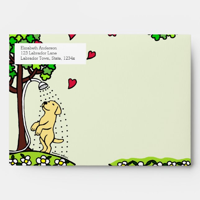 Summer Water Fun Yellow Labrador Envelope (Front)