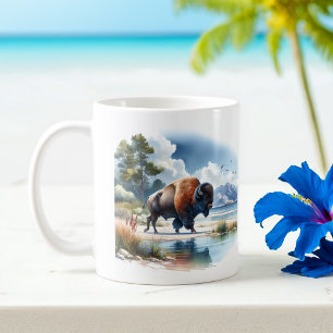 Summer Watercolor American Buffalo Coffee Mug