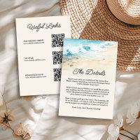 Summer Watercolor Beach Wedding Details QR Code