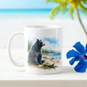 Summer Watercolor Black Bear Coffee Mug