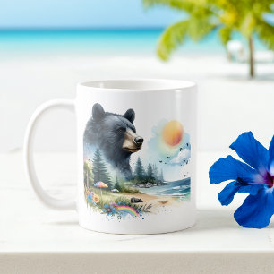Summer Watercolor Black Bear Coffee Mug