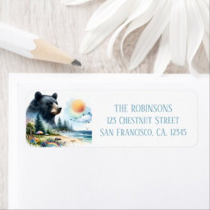 Summer Watercolor Black Bear Return Address