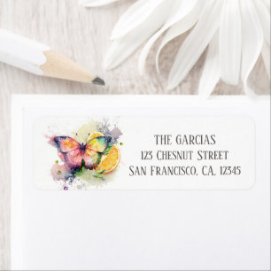 Summer Watercolor Butterfly Fruit Return Address