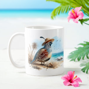 Summer Watercolor California Quail  Coffee Mug