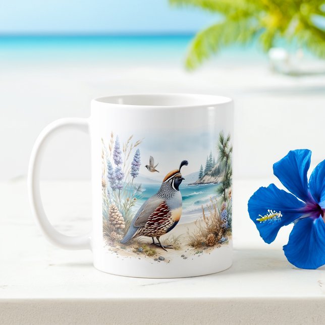 Summer Watercolor California Quail  Coffee Mug (Creator Uploaded)
