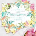 Summer Watercolor Floral 21st Birthday Party Invitation<br><div class="desc">New for Summer 2024. Modern and colourful summer floral watercolor features pink, turquoise blue, yellow and orange flowers. They form rustic, boho chic, botanical frame around your birthday party details. This item is part of the Summer Watercolor Floral collection. It contains professionally designed invitation templates, welcome signs and party decorations....</div>