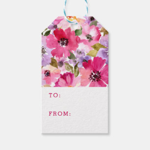 Summer Watercolor Floral Pattern Gift Tags